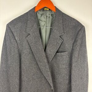 Vintage Summit Hill Mens‎ Gray Pure Wool Blazer Jacket Button Up Made in USA